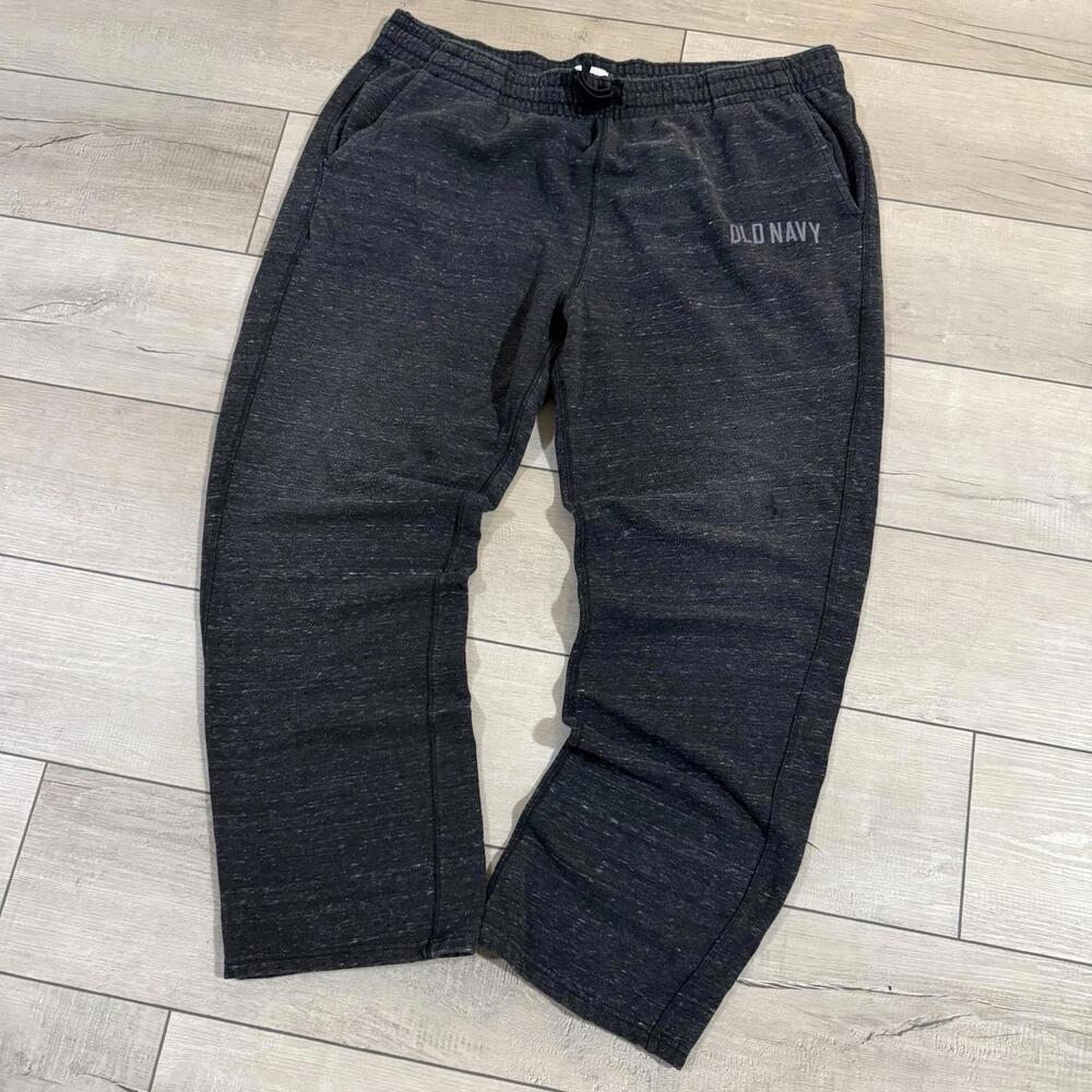 Y2K Old Navy Mens XXL Black Heather Sweatpants Pockets Casual Baggy Wide leg VTG